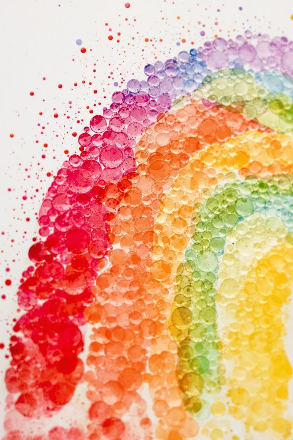 colorful bubble wrap art
