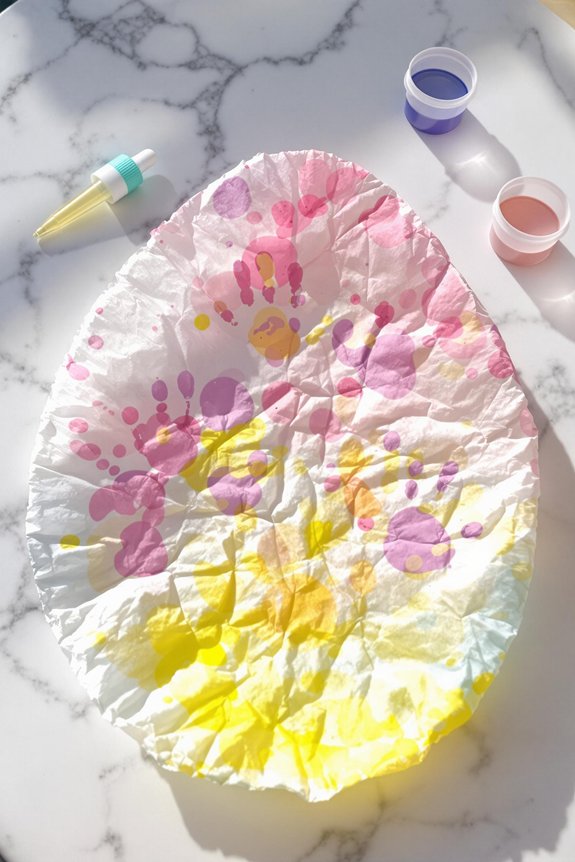 colorful coffee filter eggs