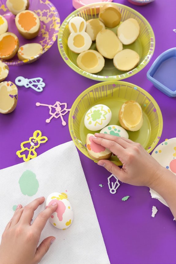 potato stamp egg decorating